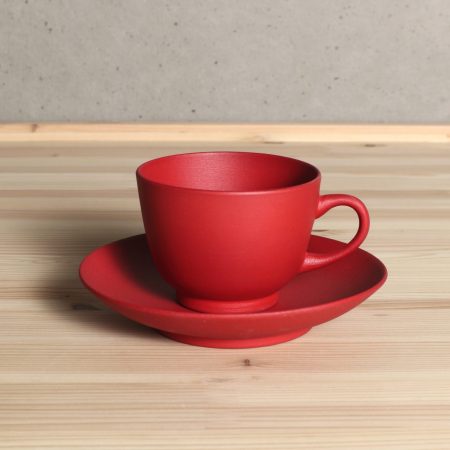 珈琲カップ　コーヒー　食器　うつわ　　山田晶　滋賀県　赤　磁器