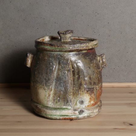 新学　伊賀耳付水指　茶道具