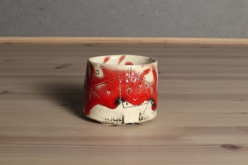 山田和　赫釉織部ぐい吞　酒器　越前